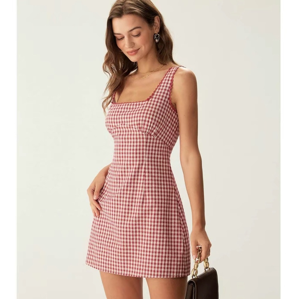 RIHOAS Red Checkered Mini Dress